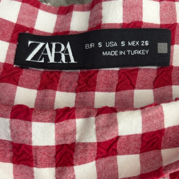 ZARA Gingham Pleated Skort  Red & White Check Size S - Picture 9 of 11